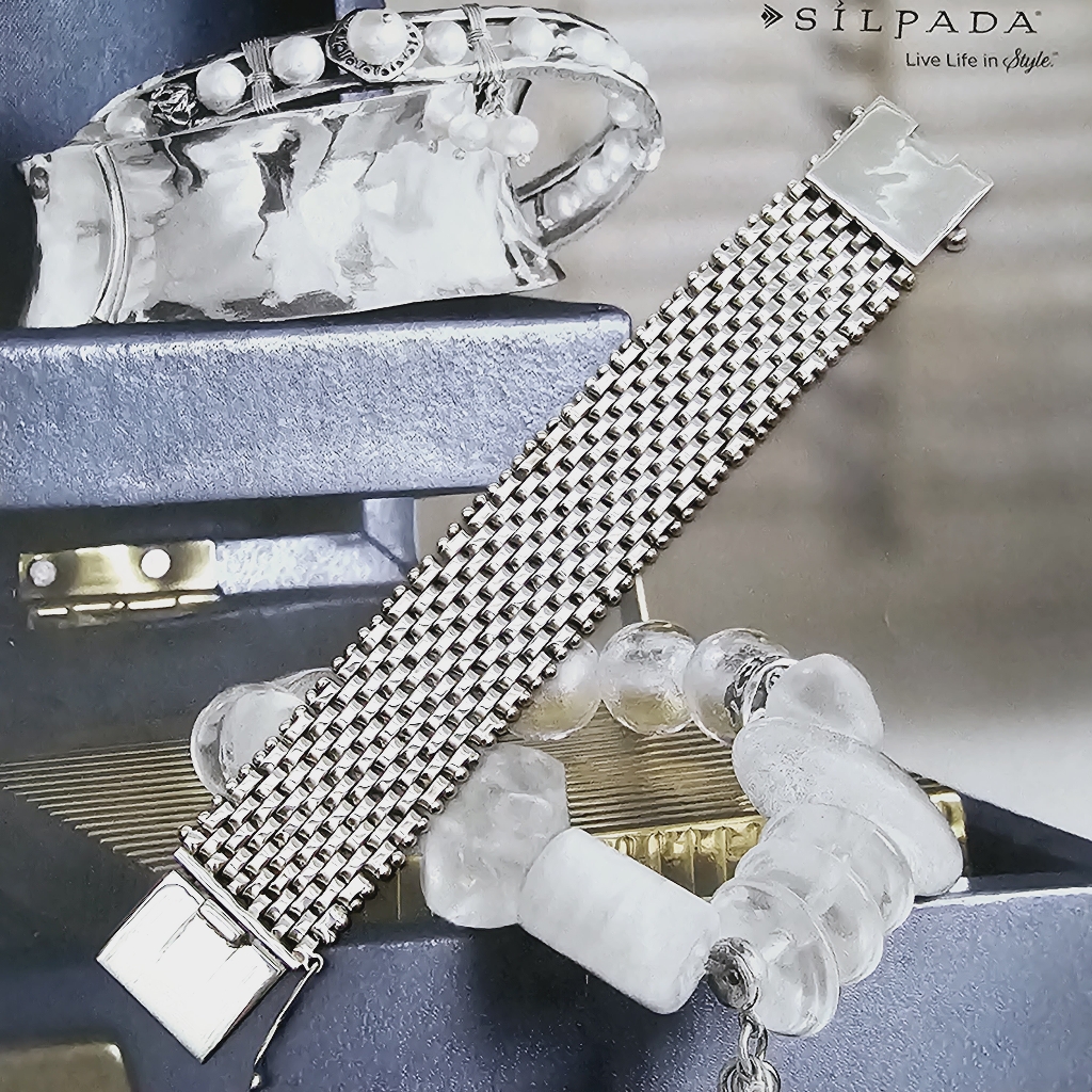 Rare Silpada Sterling Silver Wide Mesh Luxury Bracelet 98g B0757